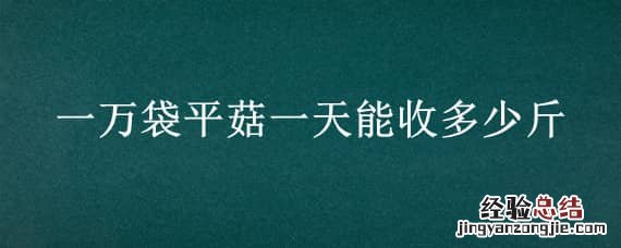 一万袋平菇一天能收多少斤 平菇一包能出多少斤