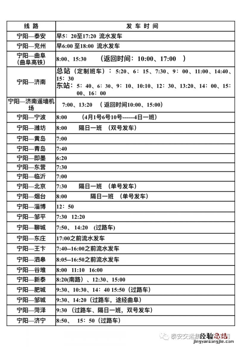 宁阳汽车站订票电话 宁阳汽车站最新客运班线时刻表