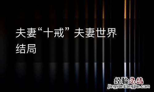夫妻“十戒” 夫妻世界结局