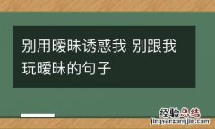 别用暧昧诱惑我 别跟我玩暧昧的句子
