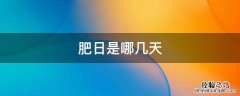 肥日是哪几天 这几天那天是肥日