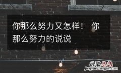 你那么努力又怎样！ 你那么努力的说说