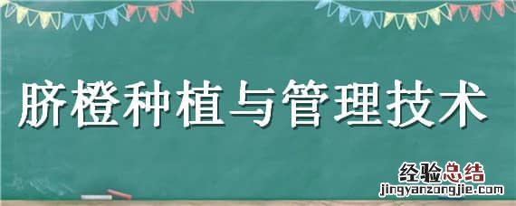 脐橙种植与管理技术书 脐橙种植与管理技术