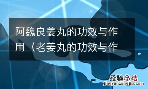 老姜丸的功效与作用 阿魏良姜丸的功效与作用