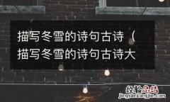 描写冬雪的诗句古诗大全 描写冬雪的诗句古诗