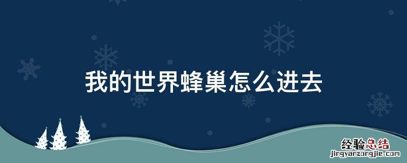 我的世界蜂巢怎么进去 我的世界蜂巢世界怎么进