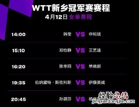 2023年WTT新乡冠军赛4月12日赛程直播时间表 今天中国乒乓球队比赛对阵表图