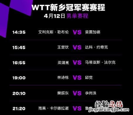 2023年WTT新乡冠军赛4月12日赛程直播时间表 今天中国乒乓球队比赛对阵表图