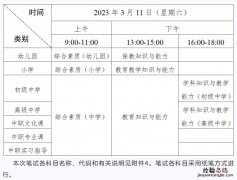 湛江2023年上半教资考试笔试时间及科目