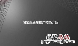 淘宝直通车推广技巧 淘宝直通车怎么推广