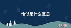 恰似是什么意思 恰似是什么意思?