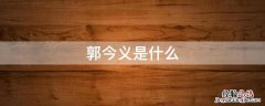 郭今义是什么意思 郭今义是什么