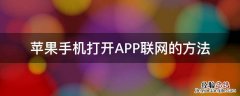 苹果app联网控制从哪打开 苹果手机打开APP联网的方法
