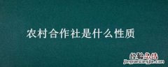 农村合作社是什么性质的组织 农村合作社是什么性质