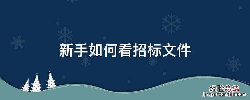 新手如何看招标文件 怎样看招标文件项目内容?