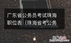 珠海省考公务员 职位 广东省公务员考试珠海职位表