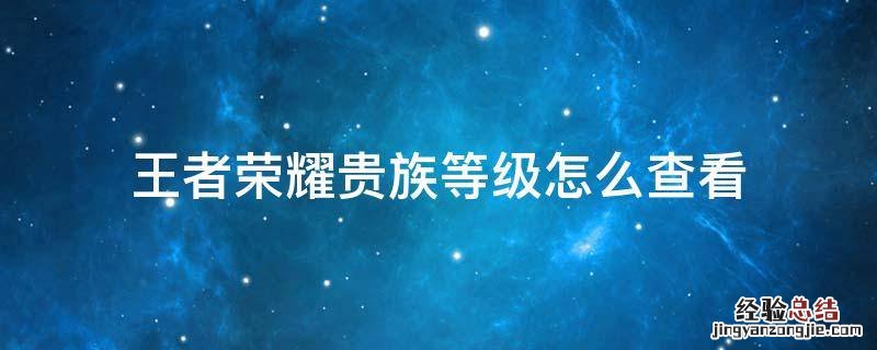 王者荣耀贵族等级哪里查看 王者荣耀贵族等级怎么查看