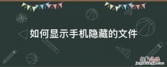 如何显示手机隐藏的文件 手机文件怎么使隐藏文件显示出来