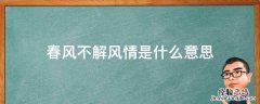 春风不解风情? 春风不解风情是什么意思