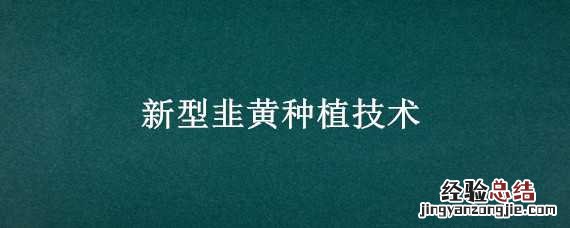 新型韭黄种植技术 新型韭黄种植技术视频