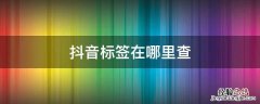 抖音标签如何查 抖音标签在哪里查