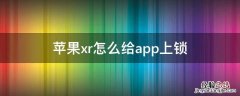 苹果xr怎么给app上锁 苹果xr怎么把应用上锁
