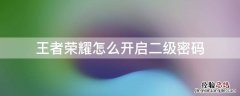 王者荣耀怎么开启二级密码 王者荣耀二级密码怎么搞