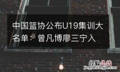 中国篮协公布U19集训大名单：曾凡博廖三宁入选