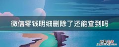 微信零钱明细删除了还能查到吗? 微信零钱明细删除了还能查到吗