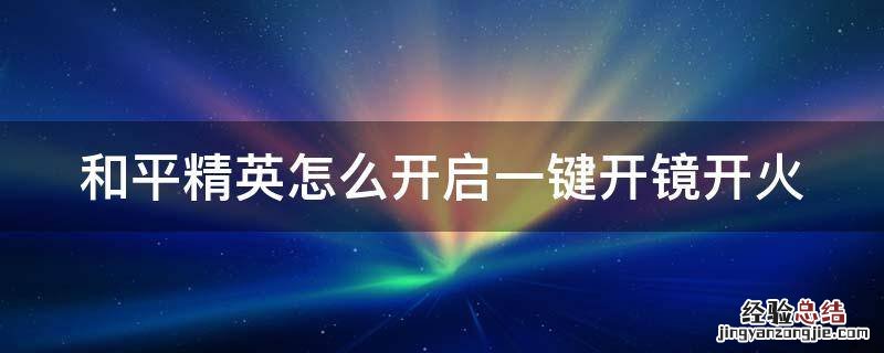 和平精英如何打开一键开镜开火 和平精英怎么开启一键开镜开火