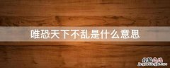 唯恐天下不乱是什么意思 唯恐天下不乱是什么意思?