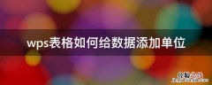 wps表格怎么添加数据 wps表格如何给数据添加单位