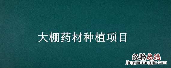 大棚药材种植项目计划书 大棚药材种植项目