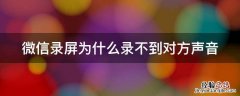 微信录屏为什么录不到对方声音 微信录屏为什么录不到对方声音呢