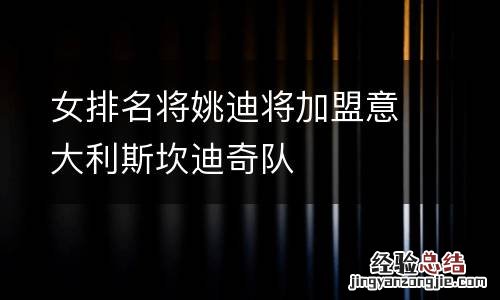 女排名将姚迪将加盟意大利斯坎迪奇队