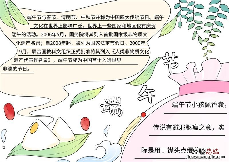 端午节手抄报文字内容50字 端午节手抄报文字内容