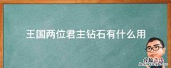 王国两位君主钻石怎么获得 王国两位君主钻石有什么用