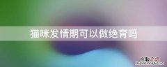 猫咪发情期可以做绝育吗