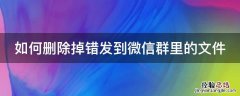 如何删除掉错发到微信群里的文件 如何删除掉错发到微信群里的文件信息