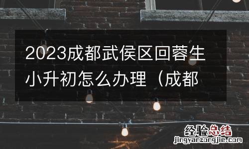 成都回城生小升初 2023成都武侯区回蓉生小升初怎么办理