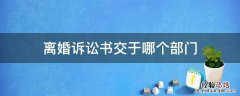 离婚诉讼书交于哪个部门 离婚诉讼书交到哪个部门