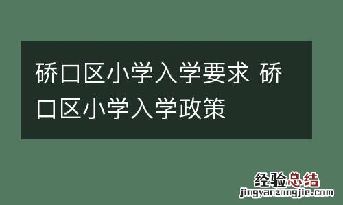硚口区小学入学要求 硚口区小学入学政策