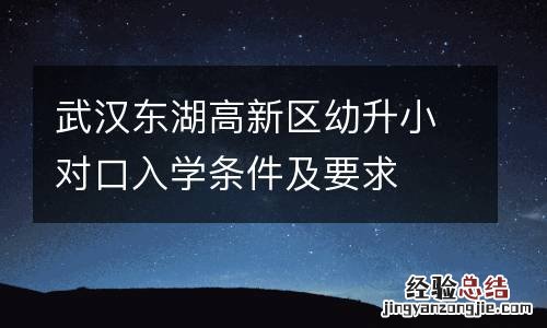武汉东湖高新区幼升小对口入学条件及要求