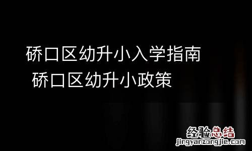 硚口区幼升小入学指南 硚口区幼升小政策