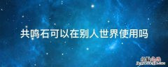 共鸣石用了以后啥也没有 共鸣石可以在别人世界使用吗