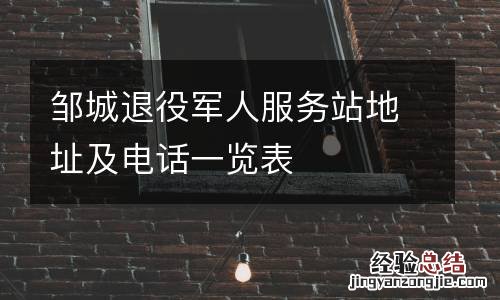 邹城退役军人服务站地址及电话一览表