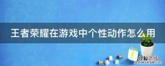 王者荣耀在游戏中个性动作怎么用不了 王者荣耀在游戏中个性动作怎么用