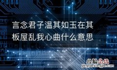 言念君子温其如玉在其板屋乱我心曲什么意思