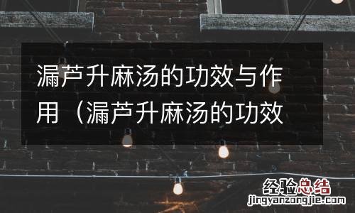 漏芦升麻汤的功效与作用 漏芦升麻汤的功效与作用
