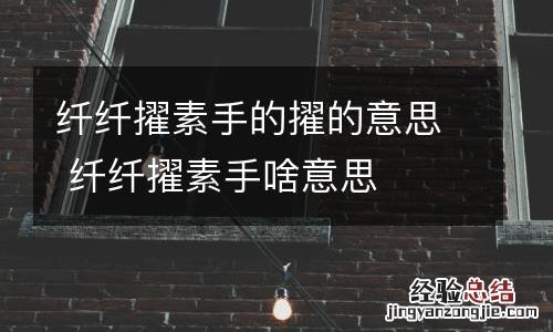 纤纤擢素手的擢的意思 纤纤擢素手啥意思